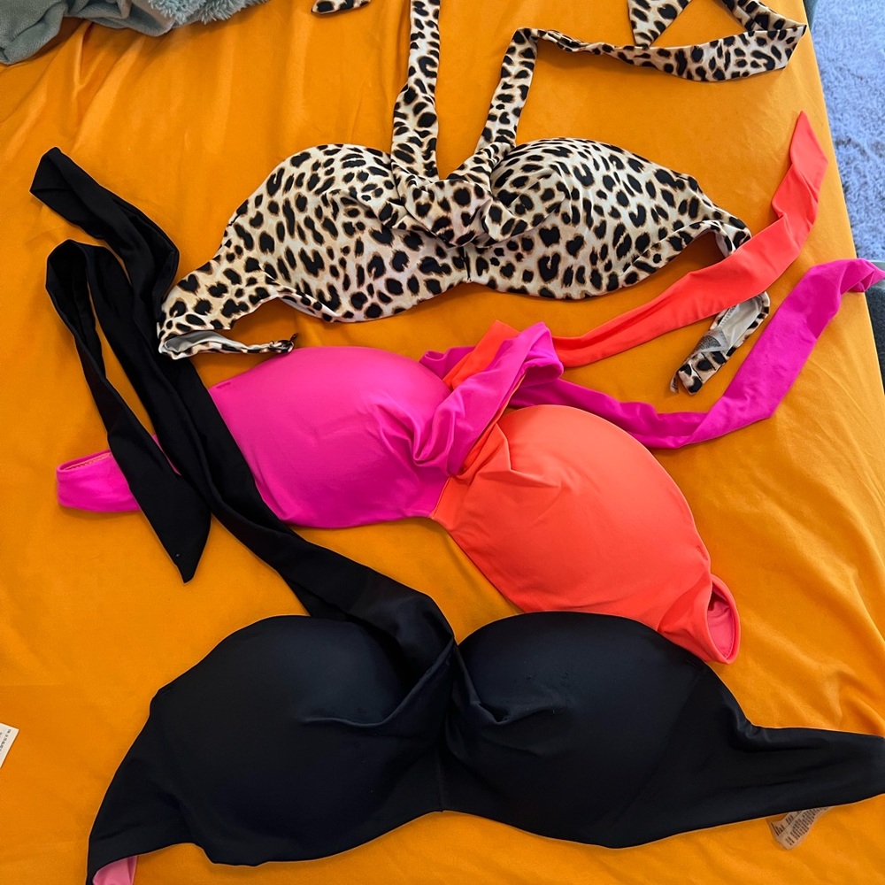 PINK Victoria's Secret Pink and Black Bikini Top